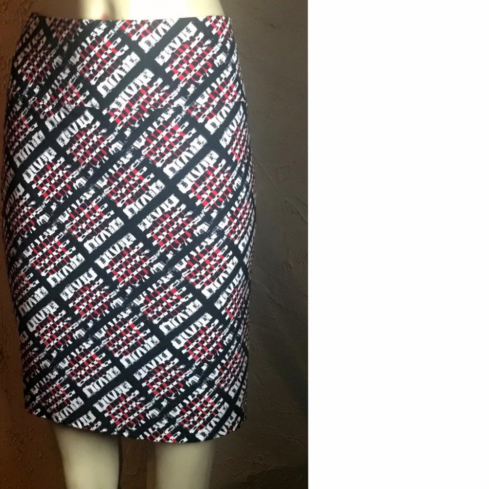 J. Jill NWOT Red Black Knit Pencil Skirt Size M - Picture 3 of 6